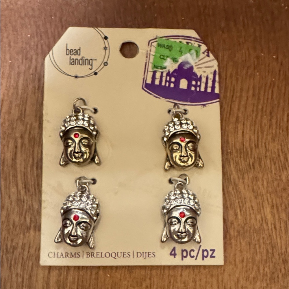 Bead Landing Buddha Charms with Red Accents
